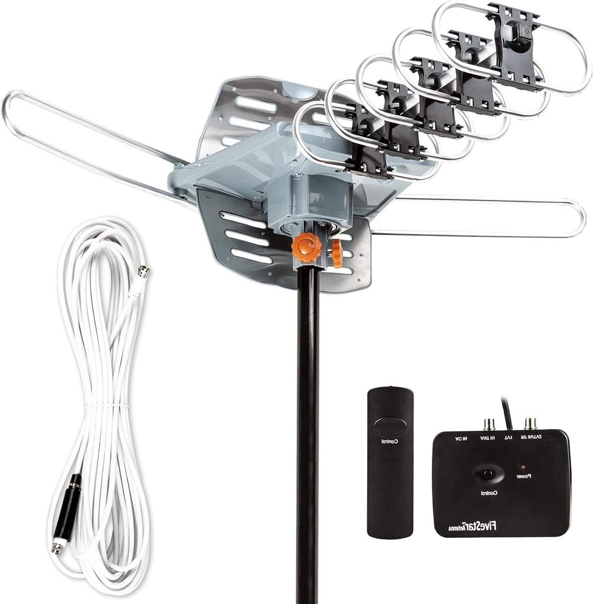 Gemotoriseerde TV Antenne - Buiten Antenne - Kijk meer zenders - 360 graden rotatie - 150 mijl bereik - Verzilverd