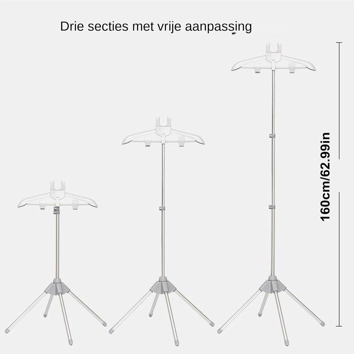 Kleding Stomer Stand - Stoomkledinghouder - Kleding Verzorgen - Opvouwbaar Verstelbaar - Tot 160cm - Grijs