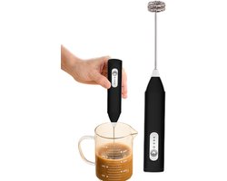 Draagbare Melkopschuimer - Elektrische Mixer - Dranken Bereiden - 3 Snelheden Instelbaar - 22.5 cm Hoog - Zwart