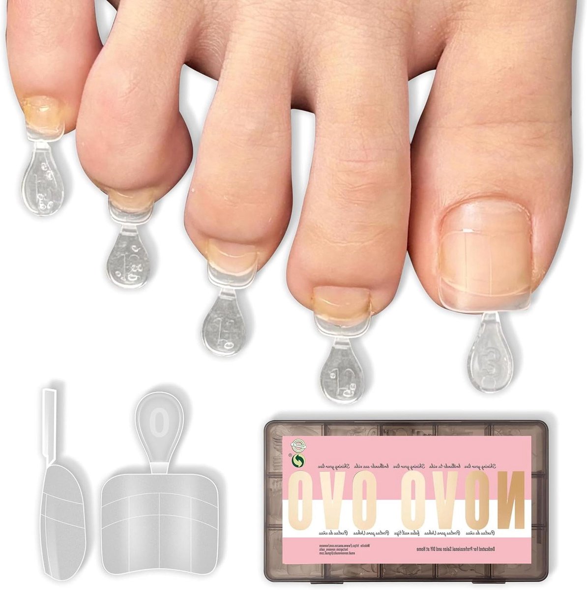 Teennagel Tips - Nep Nagels - Pedicure DIY - Flexibele Gel Met Lijn - 240 Stuks - Naturel