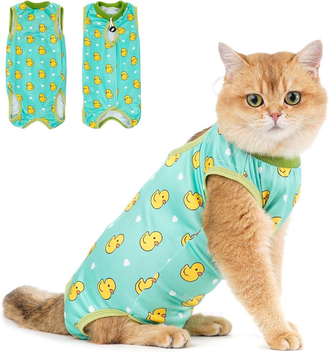 Kattenbody na operatie - Herstelpak kat - Wondgenezing bevorderen - Ademend modal materiaal - Maat L - Eend
