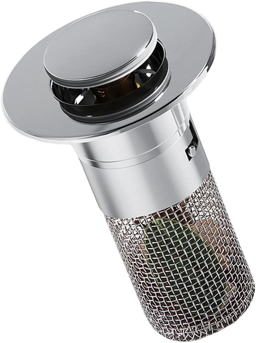 Afvoerplug Badkamer - Gootsteenfilter Mand - Water Afvoeren - Verstopping Voorkomen - Universele Pasvorm - Zilver