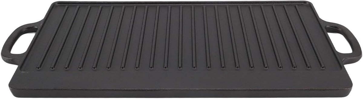 Grillplaat - Bakplaat Plancha - Koken op Gas - Dubbelzijdig Ontwerp - 45 cm Lengte - Zwart