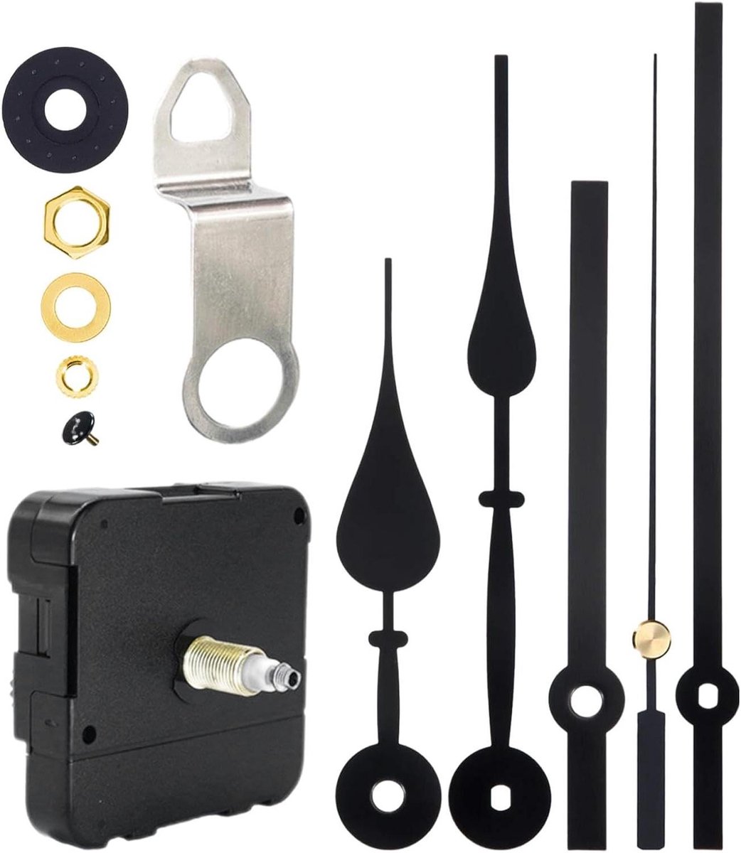 Klok uurwerk kit - Klok reparatie - Klokken maken - Hoog koppel - 20 mm aslengte - Zwart