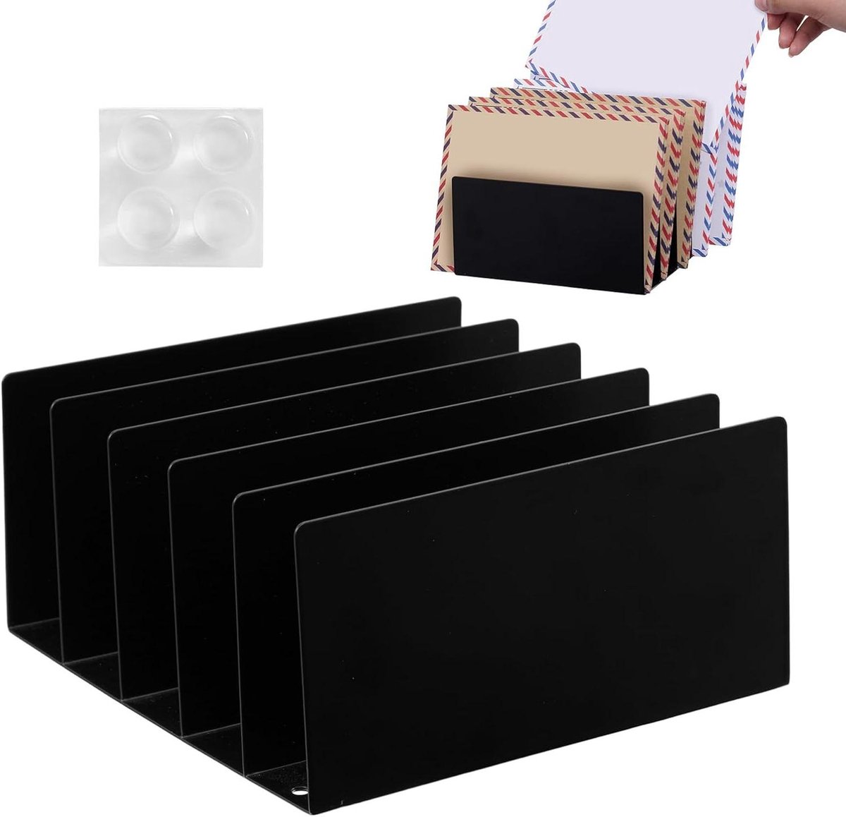 Bureau Organizer - Documentenhouder - Bureau Netjes Houden - Compact Ontwerp - 8x16x8 cm - Zwart