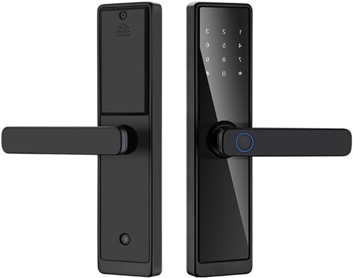 Digitaal deurslot - Slim slot - Veilige toegang - Vingerafdruk en app - 30-100 mm deuren - Zwart