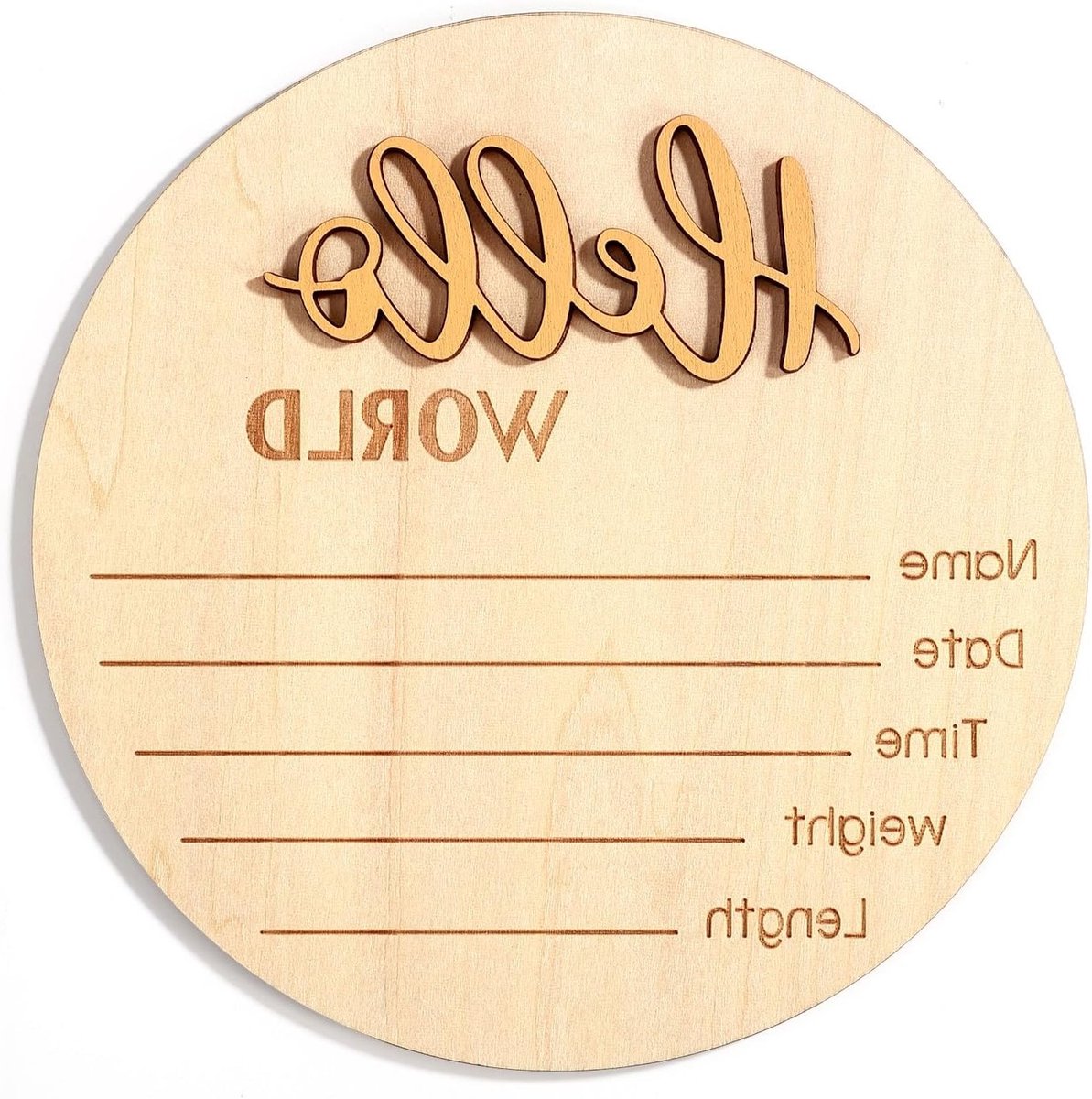 Houten Welkom Bord voor Pasgeborenen, 6 inch Baby Aankondiging Bord met Geboorteplaatjes voor Foto Props, Baby Shower en Kinderkamer Decoratie (Goud)