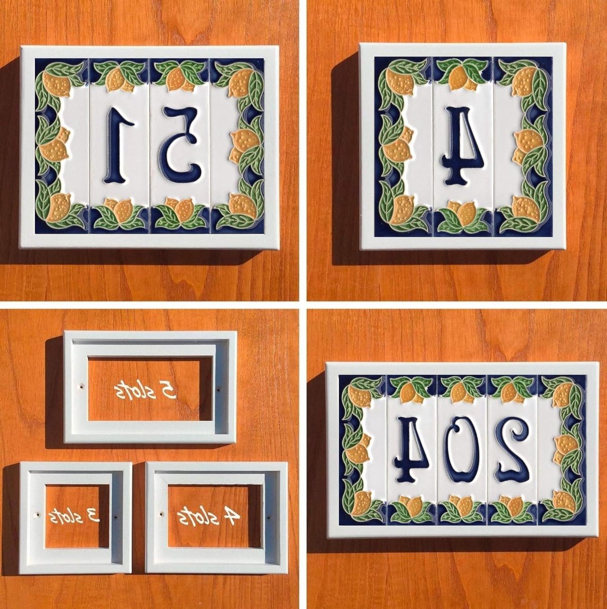 Keramische Tegel - Huisnummer Tegel - Huis Decoratie - Handgemaakt Design - Extra Klein - 