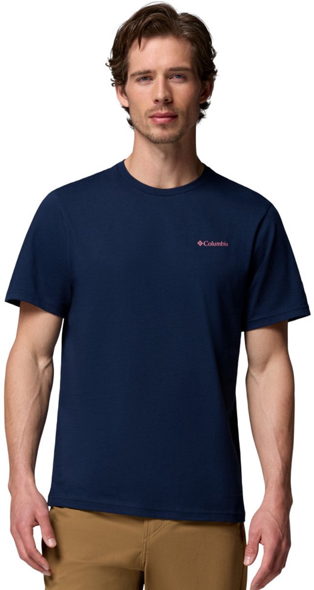 Columbia CSC™ Outdoor Back Graphic Tee Heren Outdoorshirt Collegiate Sunscape Marineblauw