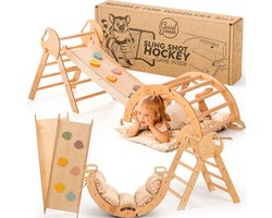 Goodevas 5-in-1 Montessori-klimset: klimdriehoek voor binnen, klimboog met kussen en glijbaan voor kinderen, binnenspeeltuin voor kinderen van 1 tot 3 jaar