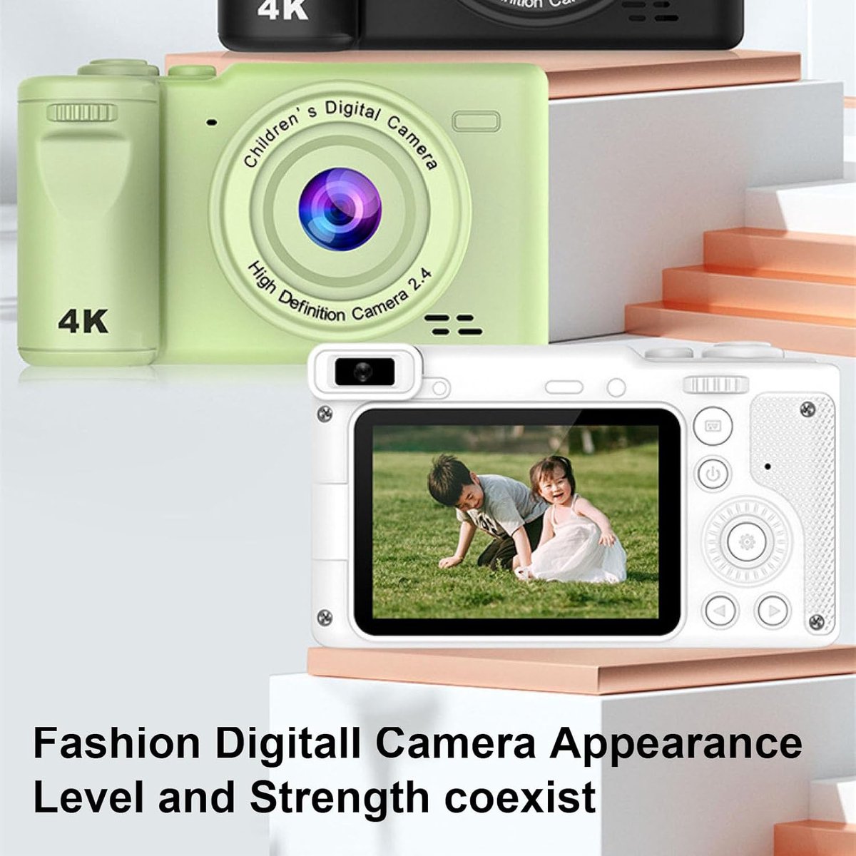 Camera - Digitale Camera - 4K Digitale Camera - 48MP Vlogging Camera met Dubbele Lens (Front & Rear) - Vintage Fototoestel met Nachtmodus & Autofocus - 2.4 Inch IPS Scherm - 8X Zoom & Beeldstabilisatie - wit thumbnail 5
