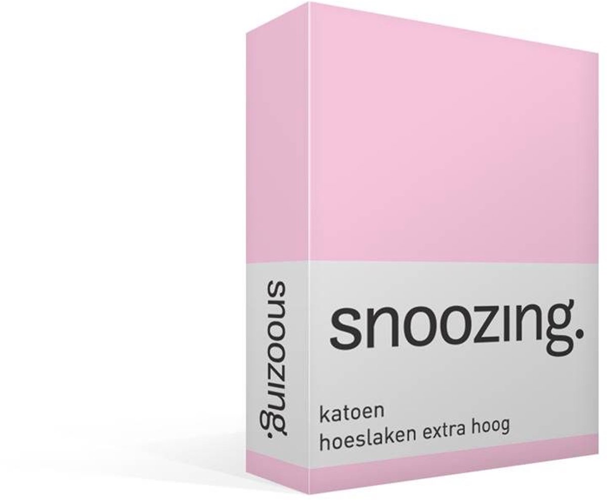 Snoozing Katoen - Extra Hoog - Hoeslaken - Lits-jumeaux - 180x200 cm - Roze