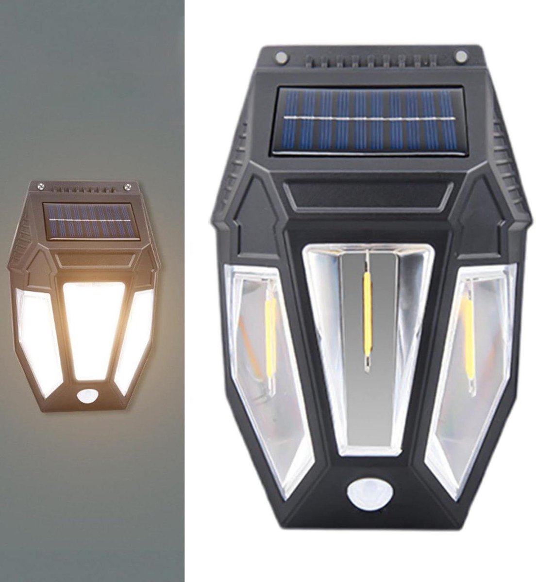 Solar Lamp - Wandlamp Buiten - Tuin Verlichten - Automatische Aan/Uit - 19 cm Hoog - Zwart