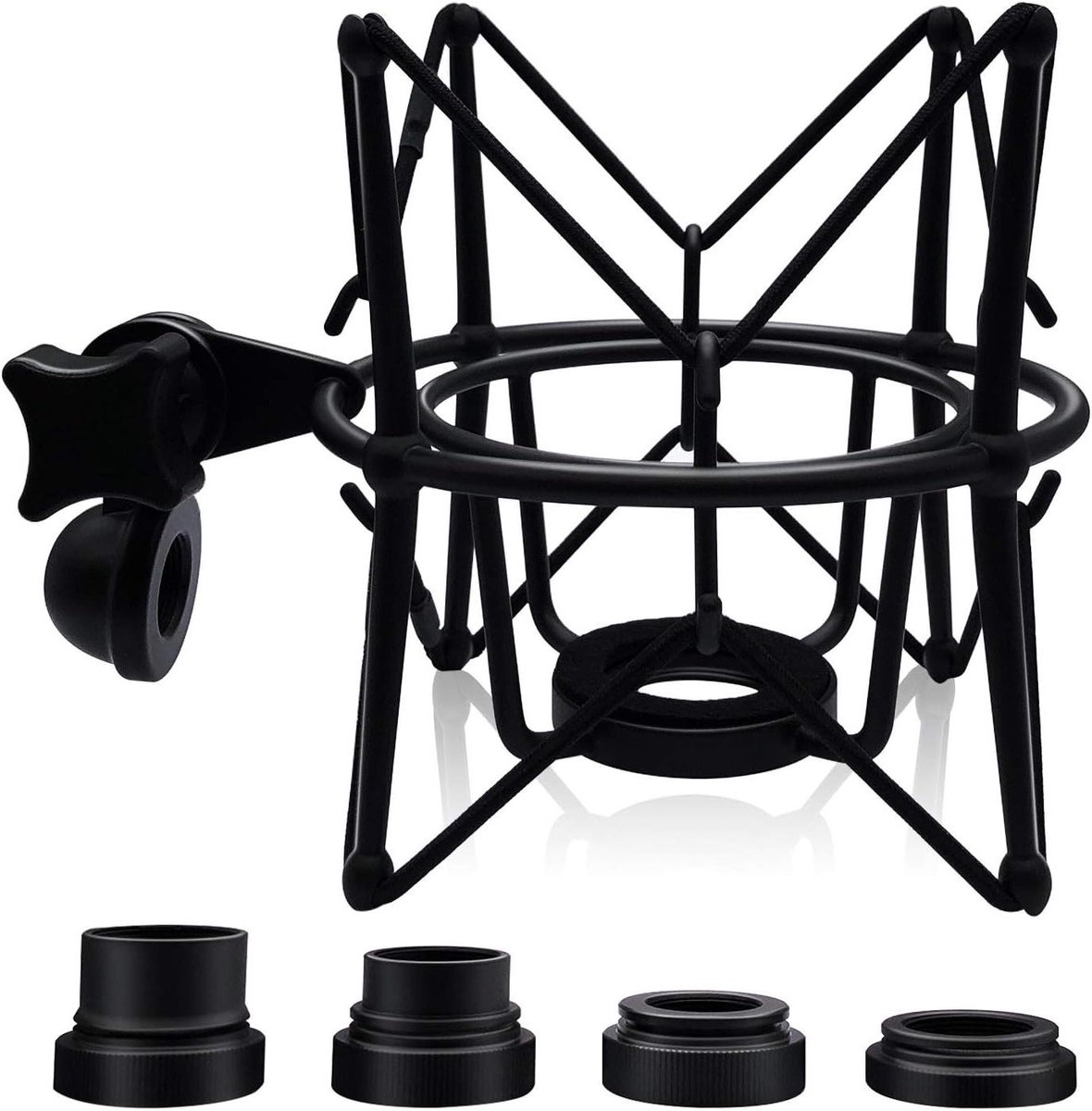 Microfoon Spider Mount - Anti Vibratie - Opnemen Podcast - Verstelbare Hoek - Compact Ontwerp - Zwart