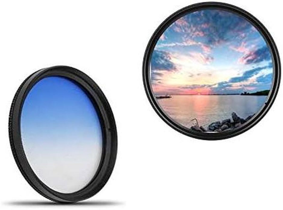 Gradiënt Filter Blauw - Kleurfilter Lens - Creatieve Fotografie - Optisch Glas Frame - 37mm - Blauw