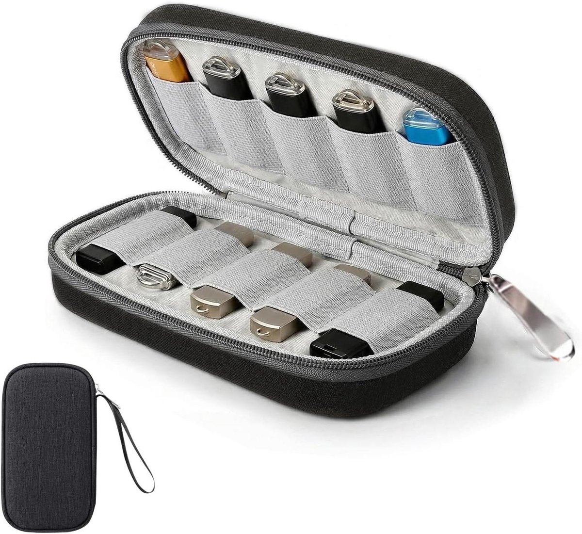 USB Stick Tas - Digitale Organizer - Data Opslag - 10 Veilige Vakken - 18 x 10 cm - Zwart