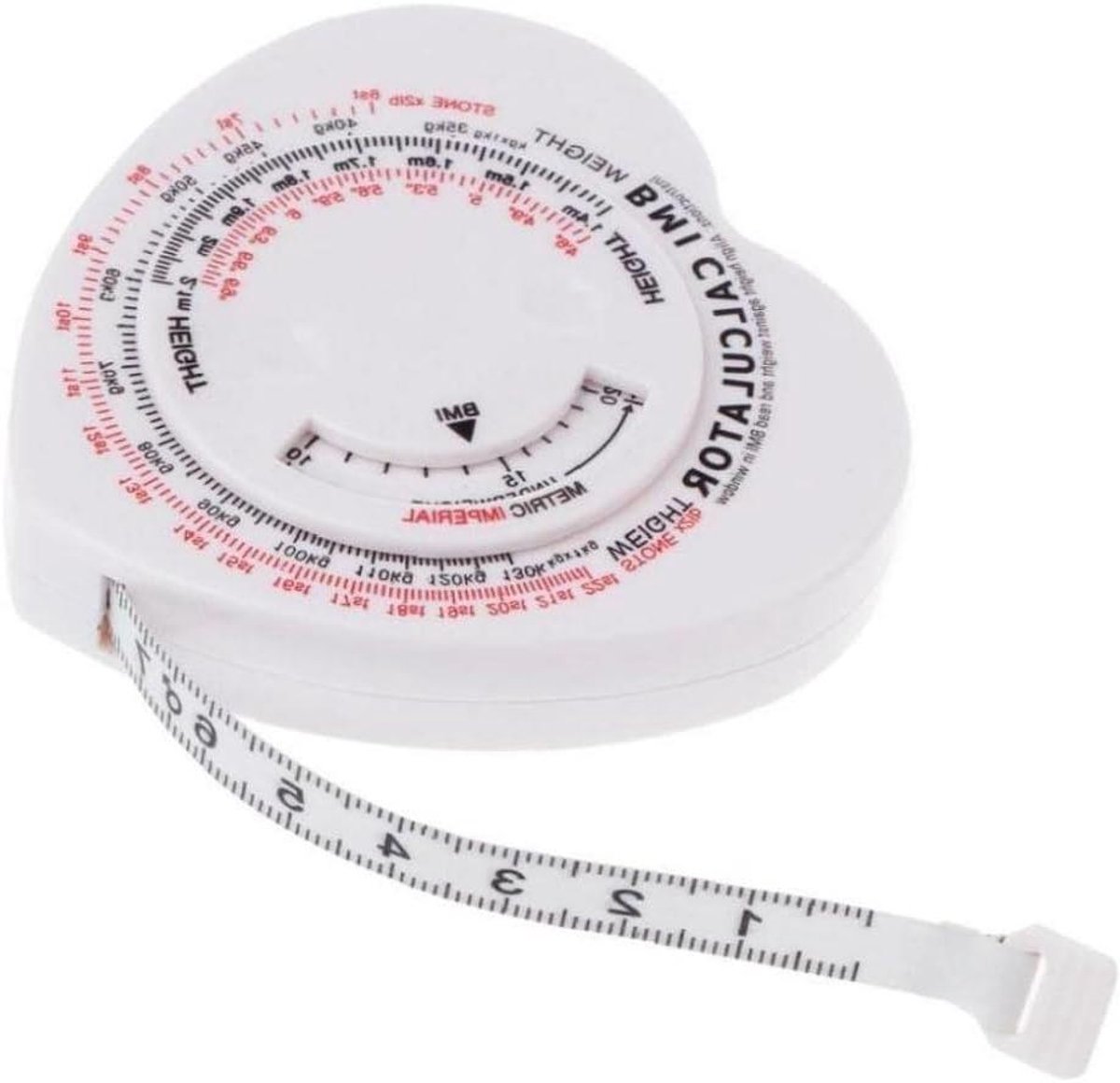 Lichaamsmeetlint - BMI Calculator - Gezondheid Bijhouden - Eén Hand Bediening - 150 cm - Wit