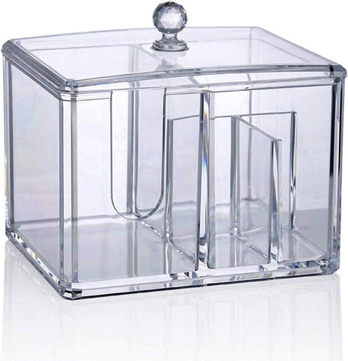 Wattenschijfjes Opbergdoos - Cosmetica Organizer - Make-up Opbergen - Stofdicht Deksel - 15x145x11cm - Transparant
