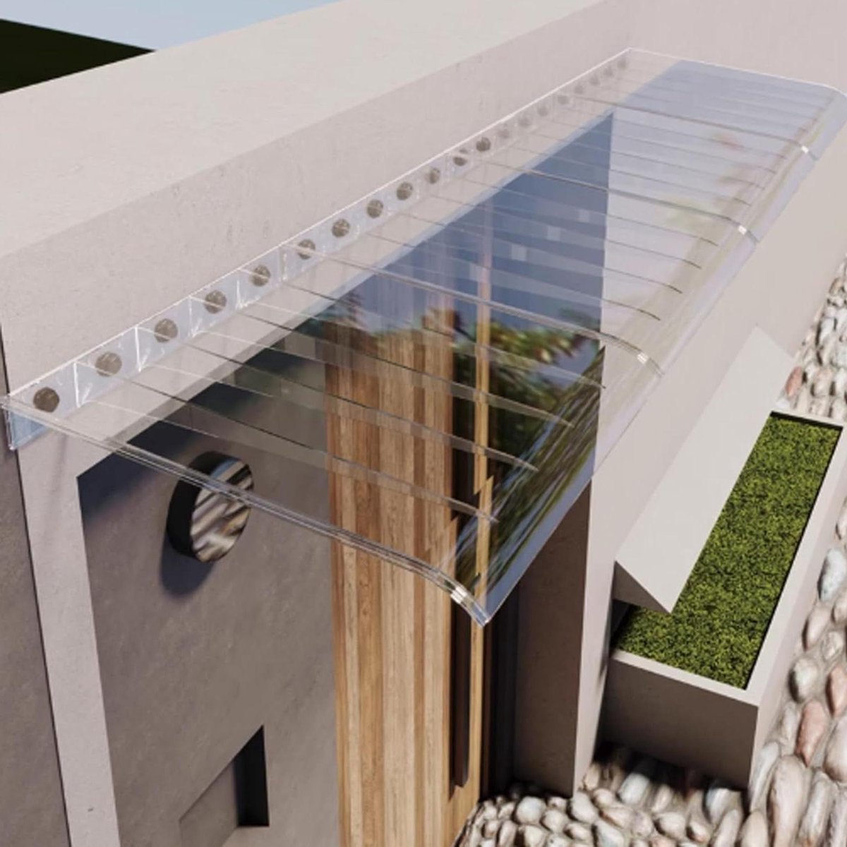 Terrasluifel - Regenbescherming - Buiten beschermen - Geïntegreerd gootontwerp - Aluminium beugel - Transparant