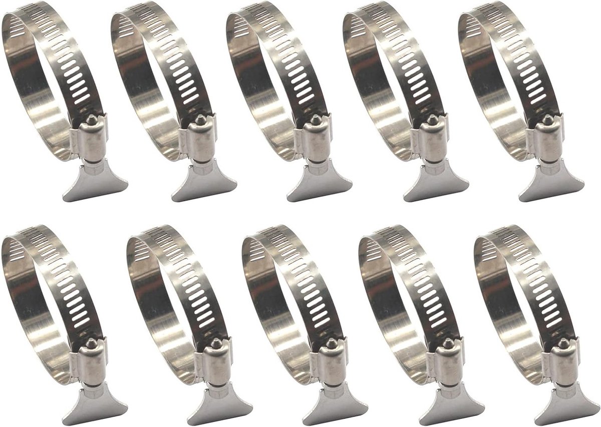 Verstelbare Slangklemmen van 21-38mm - 304 RVS Wormdrive Klemmen voor Pijpen (10 Stuks)