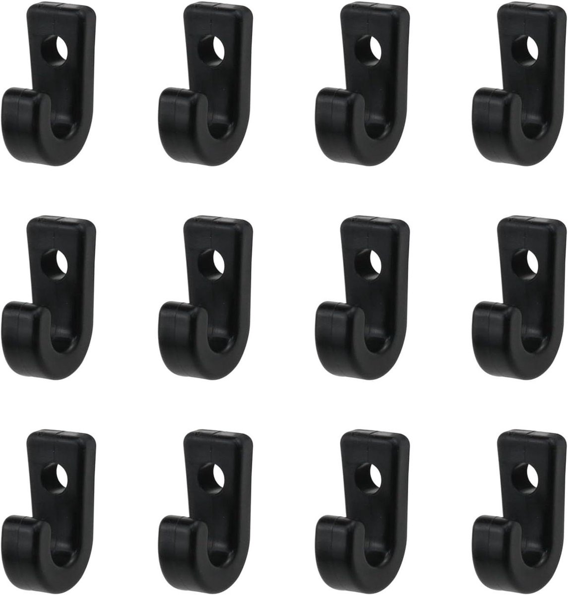 Nylon Riem Haken - Kajak Bungee Haken - Veiligheid Vastzetten - Hoogwaardig Nylon Materiaal - 12 Stuks - Zwart