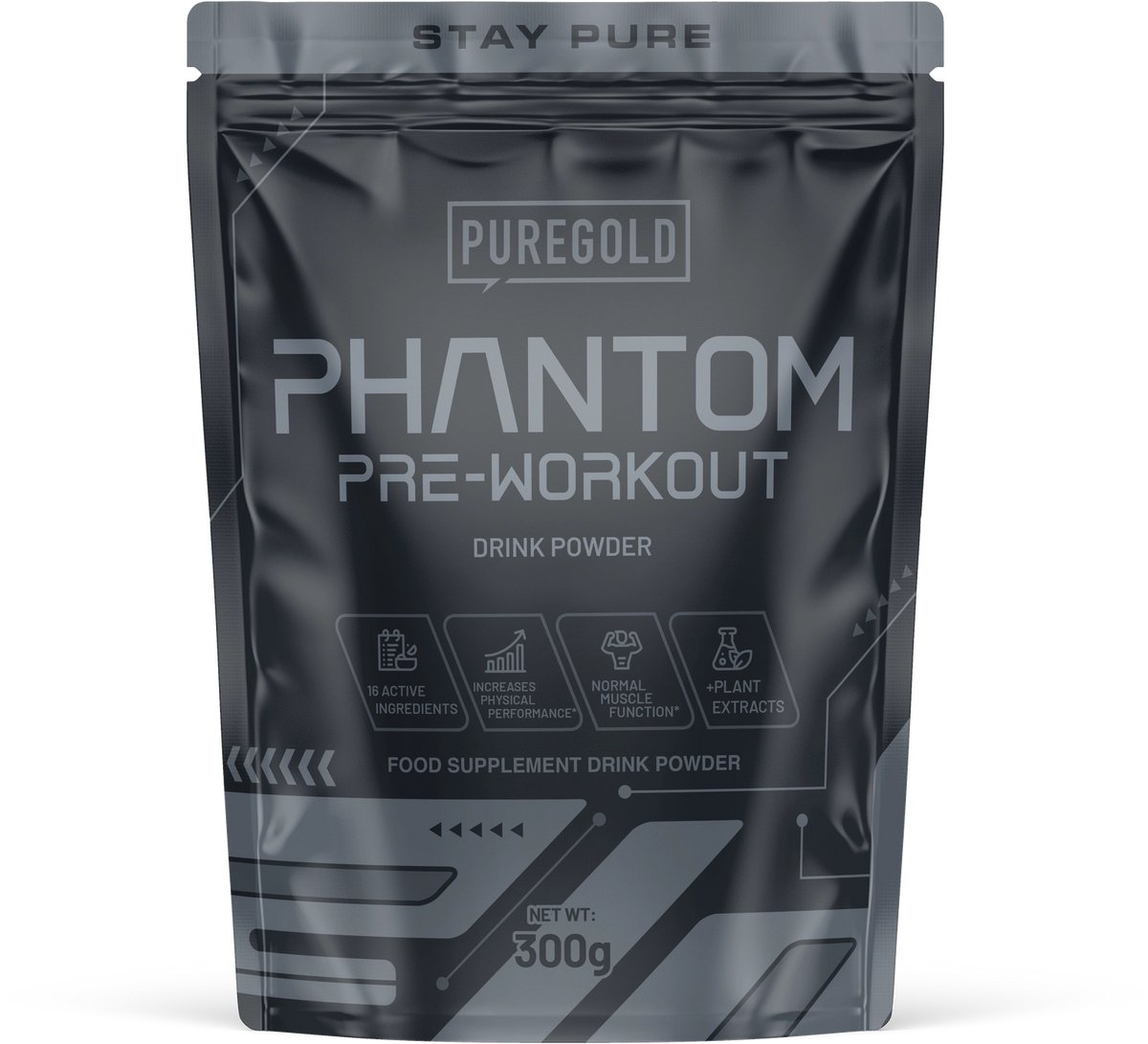 Pure Gold Phantom Pre-Workout – Stim-Free Pre-Workout – Ananas – 300g