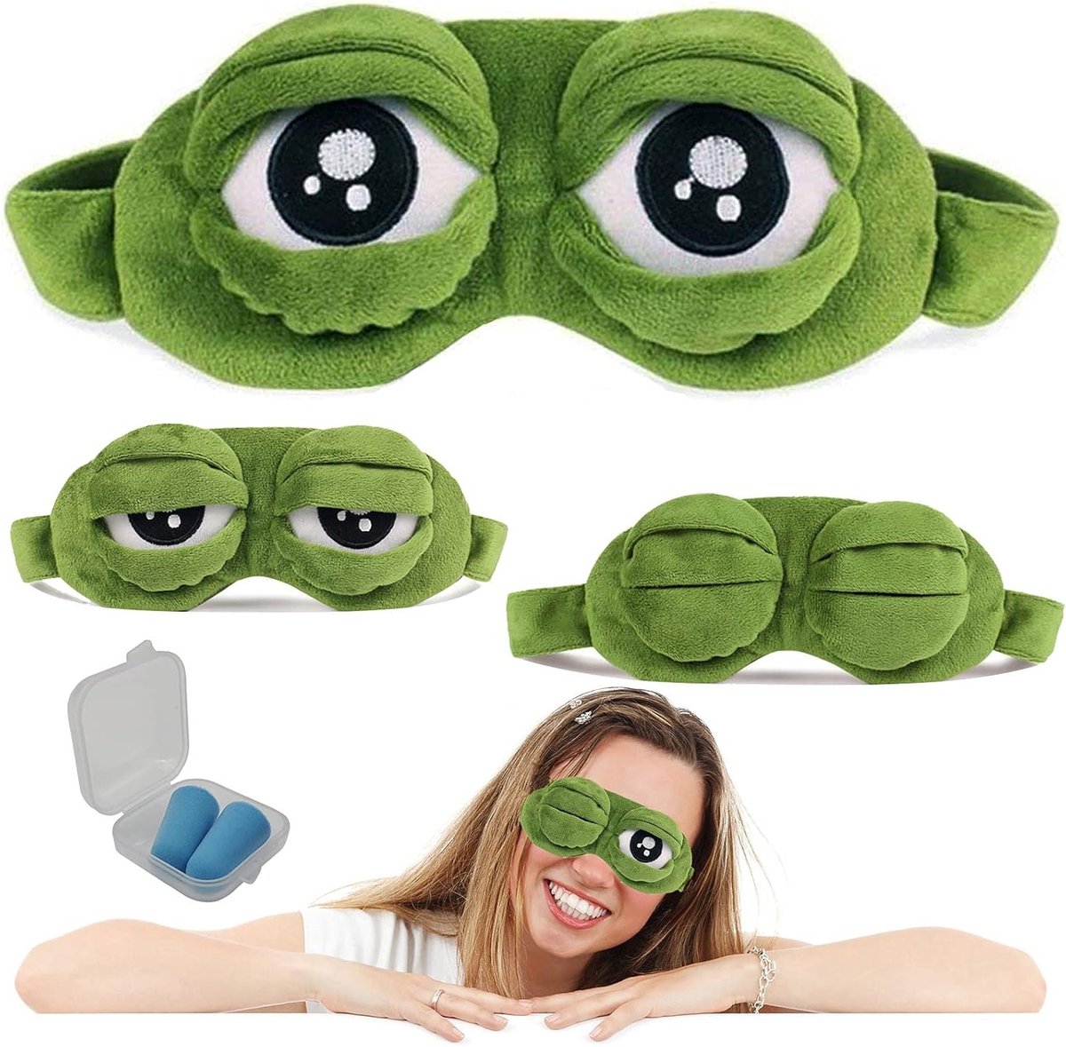Karikatuur kikker oogmasker - Creatieve oogbescherming - Groen