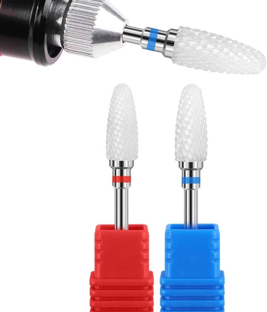 Set van 2 keramische nagelfreesbits voor elektrische nagelknippers, accessoires voor nagelverzorging, maïsvormige keramische boren voor perfecte nagels