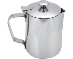 Melkopschuimkan Roestvrij Staal - Melkbeker Koffie - Latte Art Maken - Druppelloze Tuit - 350 ml - Zilver