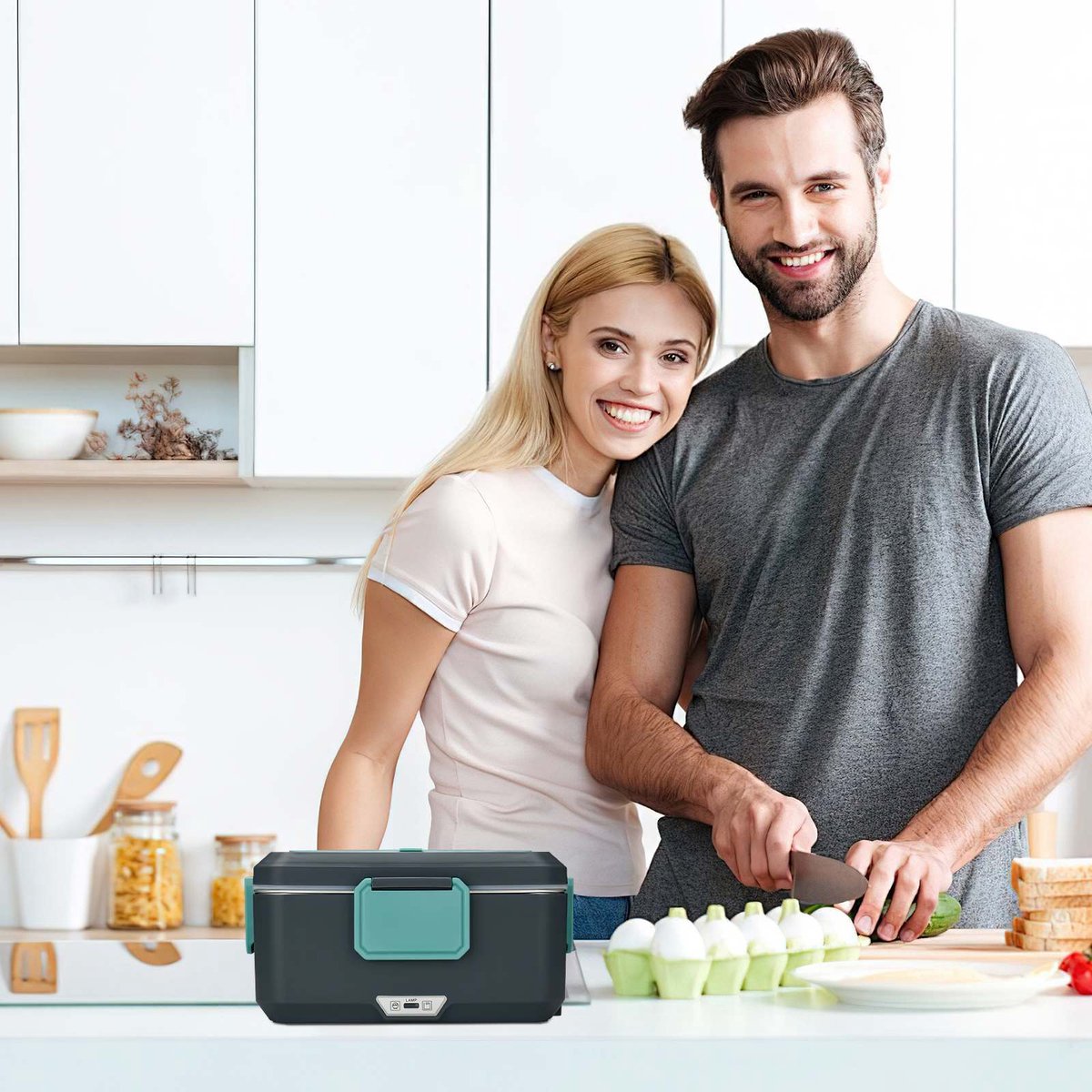 Jently elektrische lunchbox - draagbare voedselverwarmer - lekvrije lunchverwarming - vershouddoos - 2.5L - wit — cadeau in Kookcadeaus - foto 6