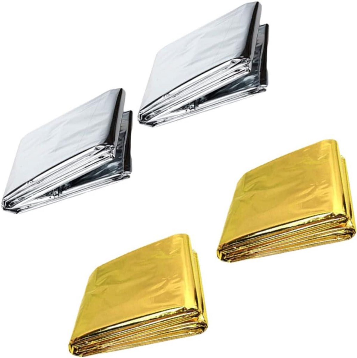 Isolatiedekens Set - Nooddekens Folie - Buiten Overleven - Dubbelzijdig Reflecterend - 210x140cm - Zilver