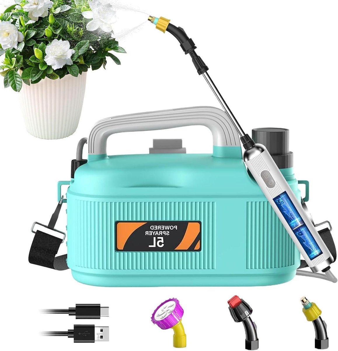 Elektrische Sproeier - Plantenspuit Batterij - Tuinonderhoud Buiten - Verstelbare Sproeimodi - 511 Liter - Groen