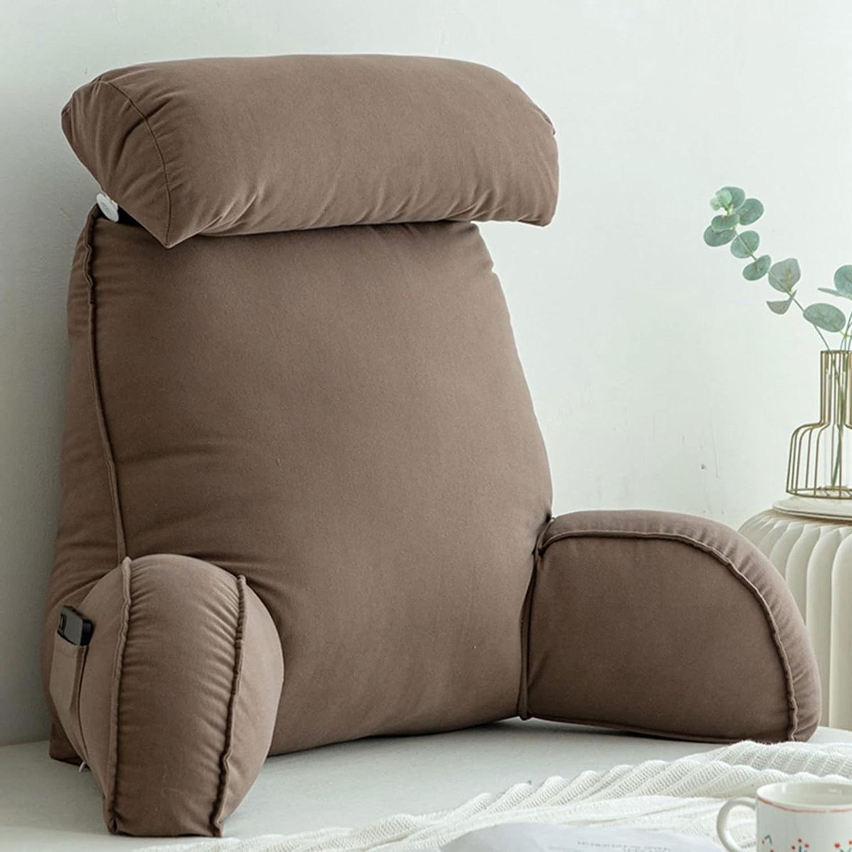 Leeskussen met steun - Rugkussen bed - Comfortabel ontspannen - Met armleuningen - 75 x 40 cm - Keuze uit kleuren