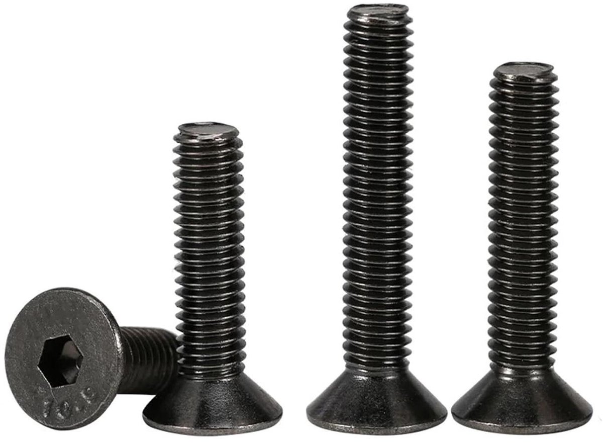 Zeskantige Schroeven - Binnenzeskant Bouten - Bevestigen van Onderdelen - Platte Verzonken Kop - M3 50 Stuks - Zwart