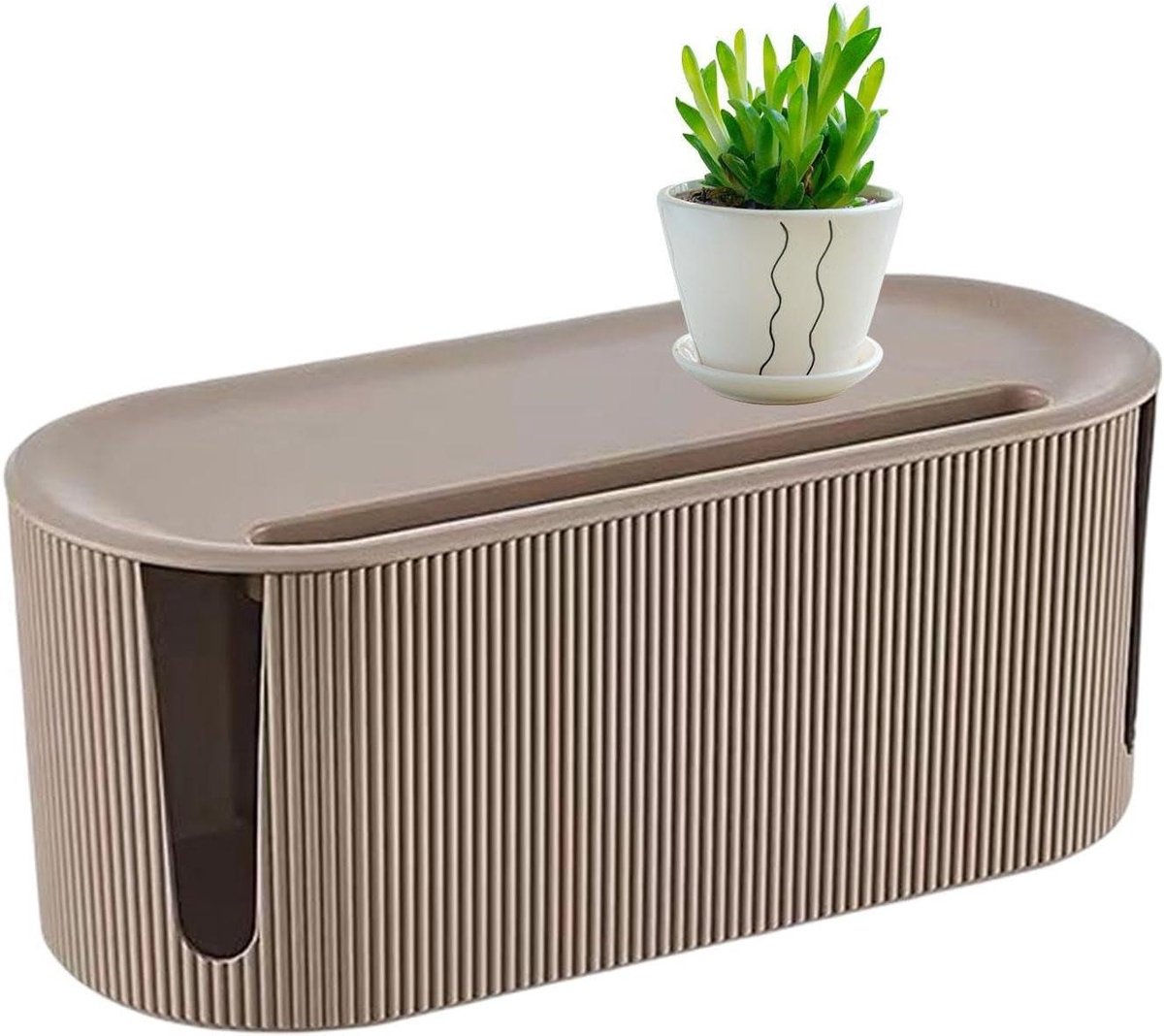 Kabel Organizer - Snoer Opbergdoos - Bureau Netjes - Grote Capaciteit - 31 cm - Bruin