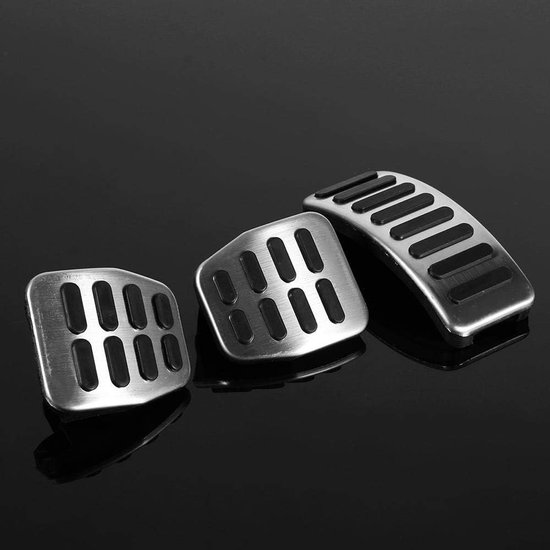 Auto Pedaalhoezen - Antislip Covers - Verbeterde Grip - Roestvrij Staal - MT Transmissie - Zilver — afbeelding 2
