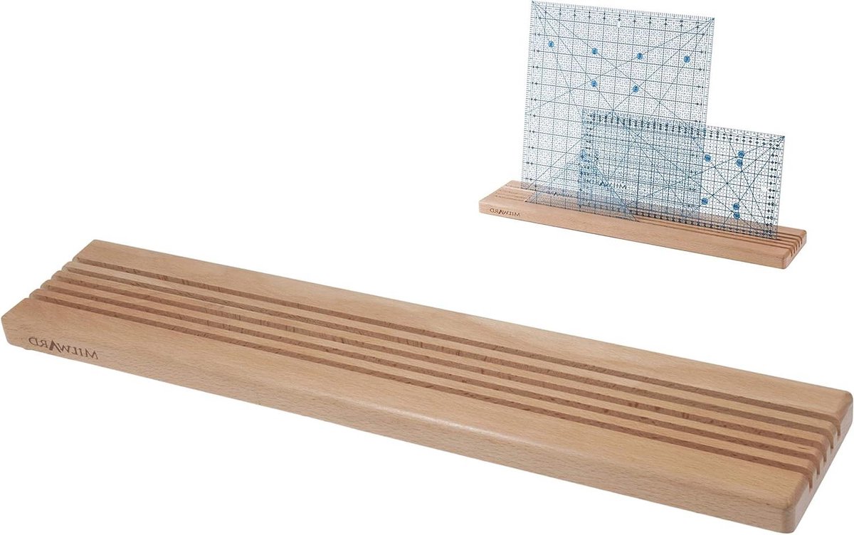 Liniaal Rekmodel - Hulpmiddel Tekenen - Sjablonen Opbergen - Duurzaam Beukenhout - 50 x 10 cm - Houtkleur