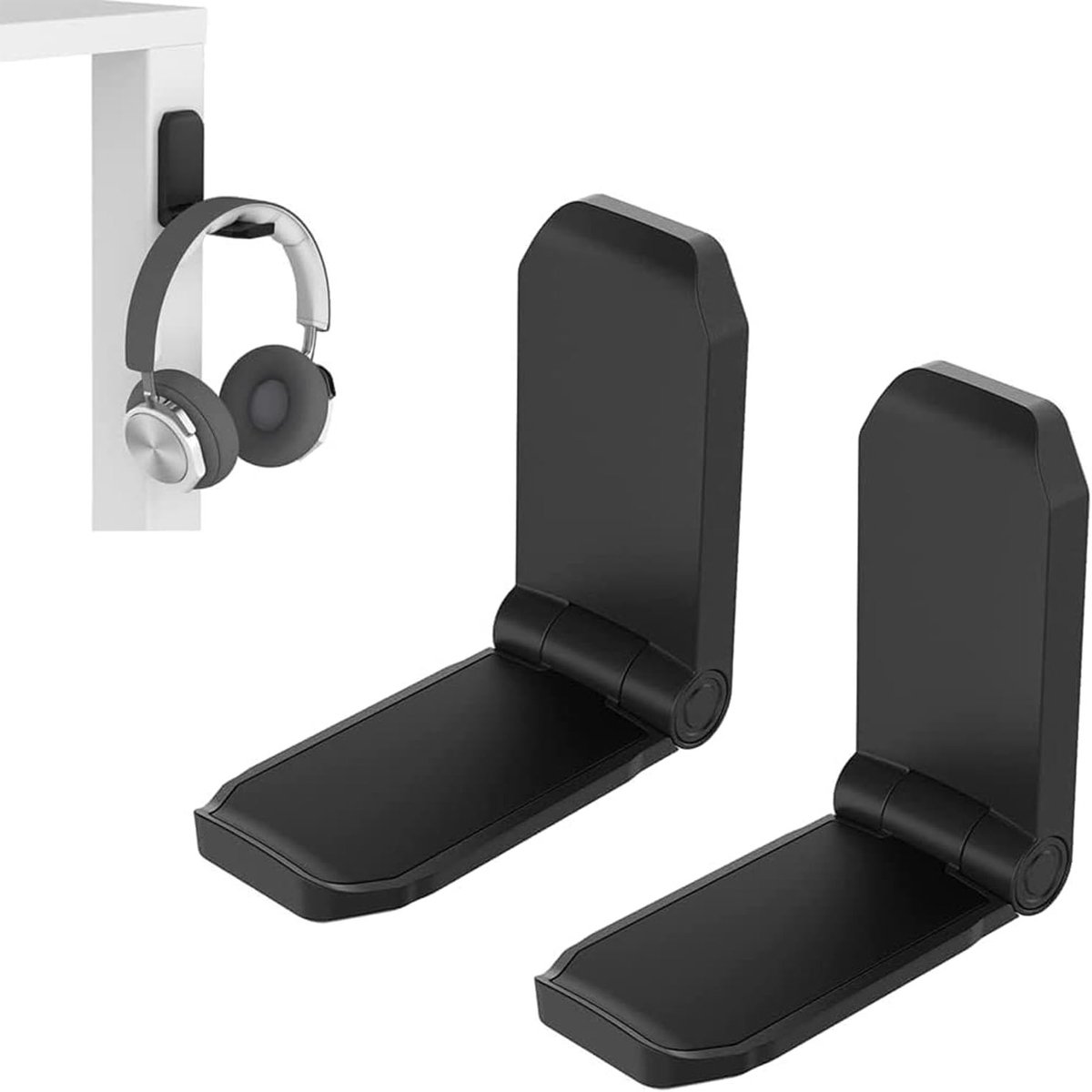 Adhesieve Hoofdtelefoonhouder voor Bureau, Opvouwbare Gaming Headset Stand met Haak voor Onder Bureau