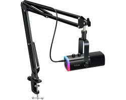 Emvae Studio Microfoon – USB/XLR Microfoon – Streaming Microfoon met Flexibele Arm 66 cm – Verstelbaar – Dynamisch – Zwart