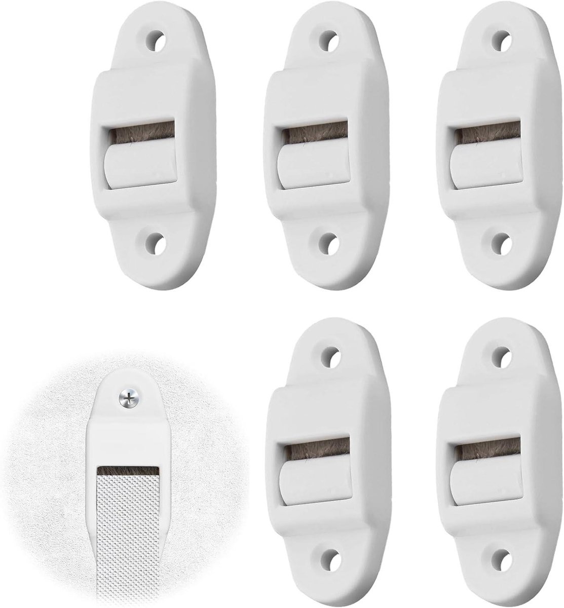Rolluikgeleiders - Mini-riemdoorvoer - Raamonderhoud - Met borstelafdichting - 5 stuks - Wit