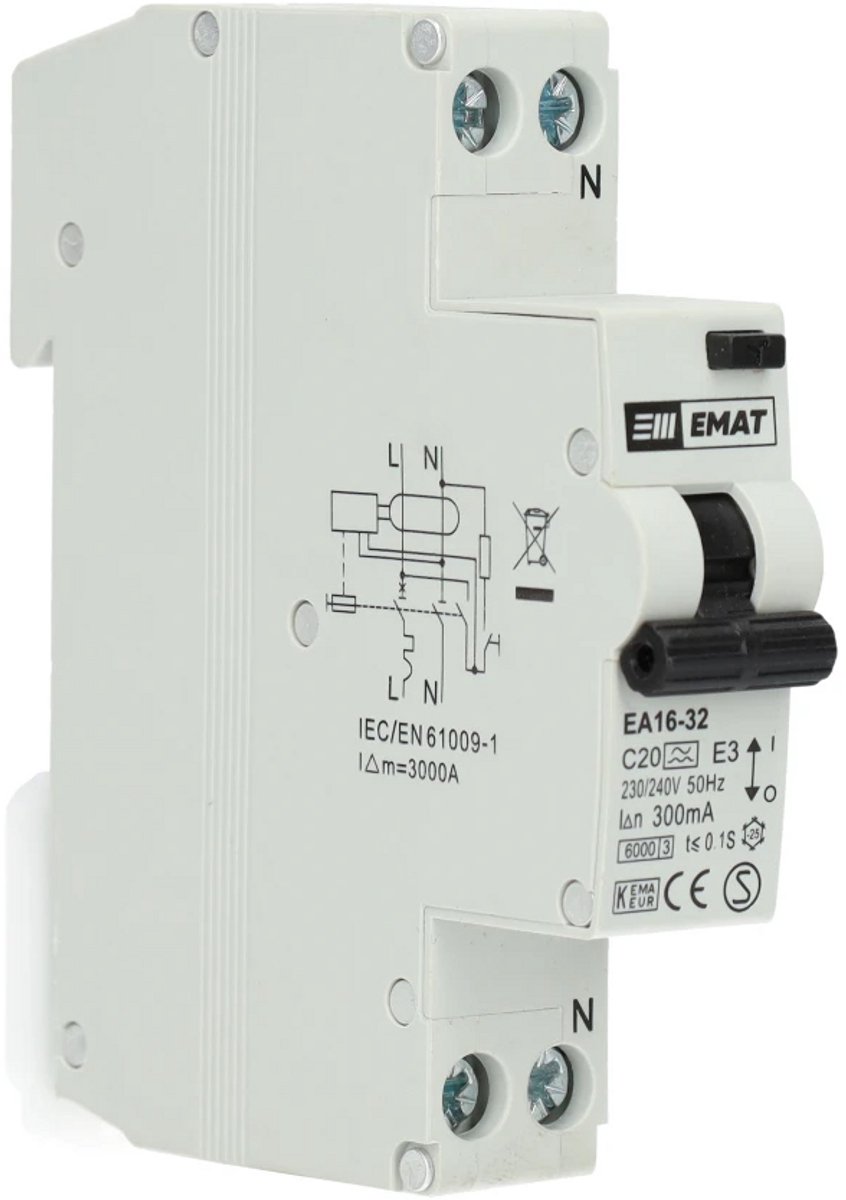 Emat Aardlekautomaat C20 300mA 1-fase (1P+N) 6kA (85006019)