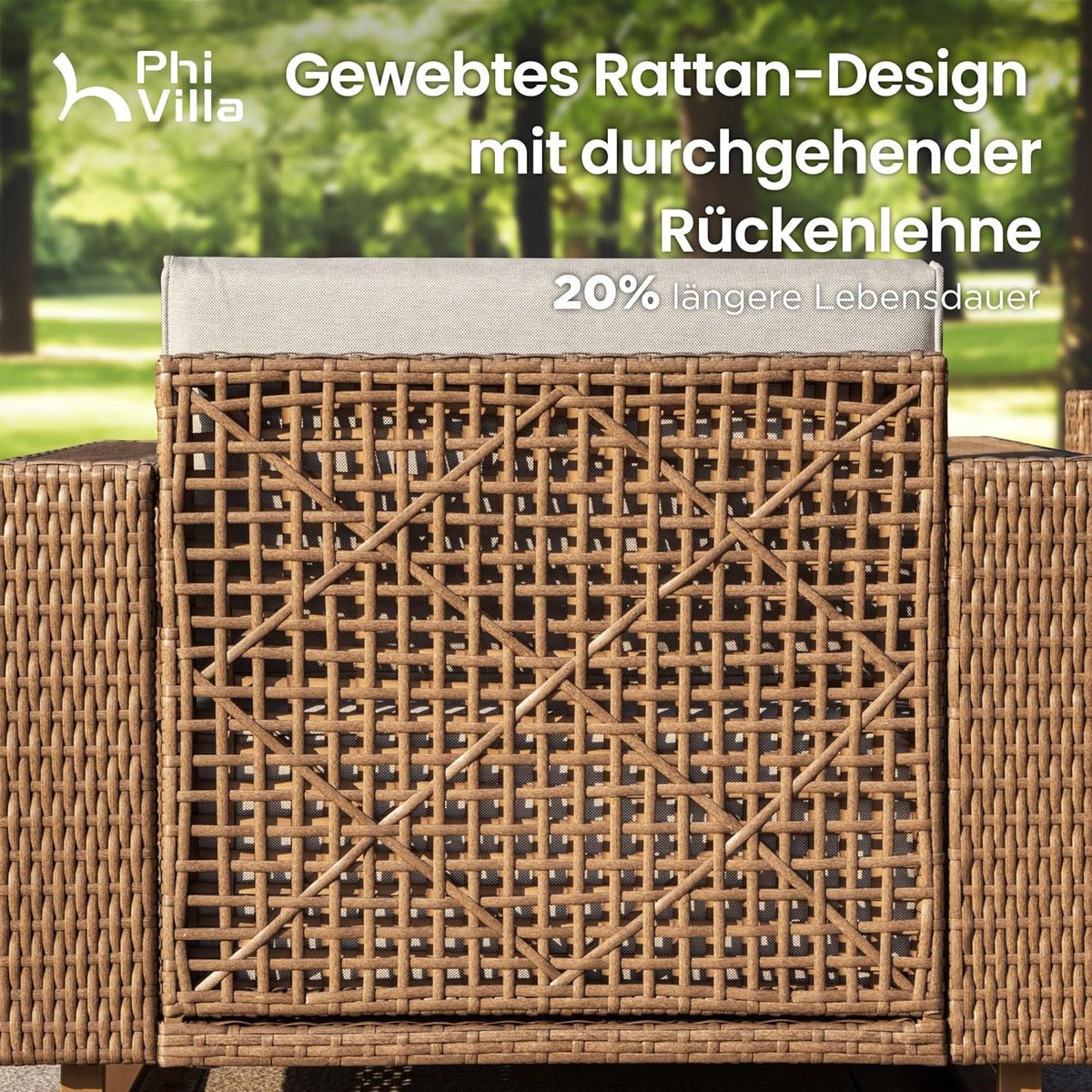 Rotan Tuinmeubelset 6 Personen Modulair Loungeset met Dikke Kussens Beige – Weerbestendige Outdoor Hoekbank voor Tuin, Terras & Balkon – Ergonomisch Design – Laura