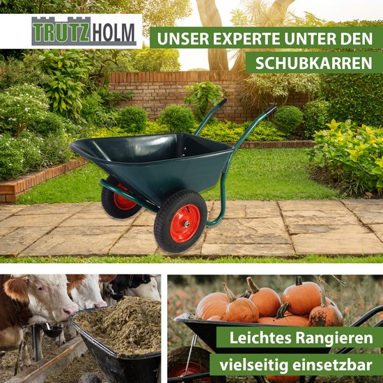 2-wiel kruiwagen 100 L 160 kg Tuinkruiwagen Pneumatische wielen Stalen velg Kantelbare kunststof bak van Merkloos	 — afbeelding 4