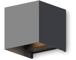 Calex LED Wandlamp Bari - Kubus - LED Up & Down - Verstelbare Stralingshoek - 7W - Tuinverlichting - Modern Design - Warm Wit Licht - Antraciet