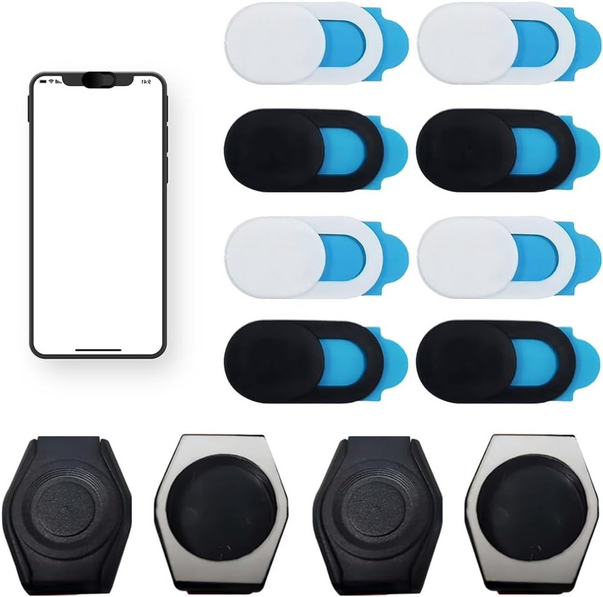 Webcam Bescherming, 12 Stuks Ultra Dunne Slider Covers voor Laptop, PC, Smartphone en Tablet, Veiligheid en Privacy voor Camera's