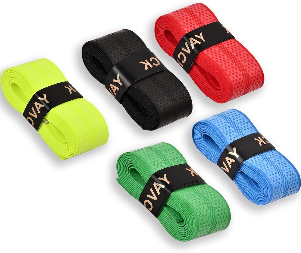 Set van 5 Zelfklevende Grip Bands voor Tennisrackets en Badmintonrackets - Duurzame Antislip Grip voor Verbeterde Controle en Comfort tijdens het Spelen