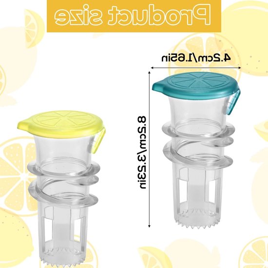Compacte Handmatige Citrus Juicer met Deksel - 2 Stuks Plastic Citroenpers voor Dranken, Cocktails en Keukengebruik — afbeelding 5