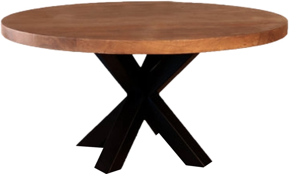 Lizzely Garden & Living Salontafel rond walnoot mangohout 90cm Jesse side table duurzaam hout mango bijzettafel