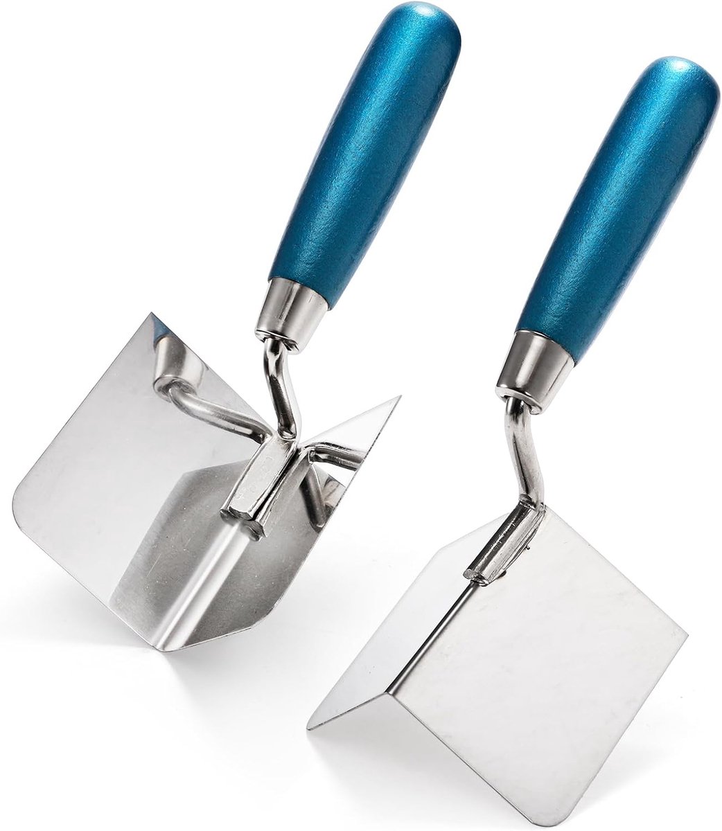 2-delige Gipsmuur Hoekgereedschap Set, Binnen- en Buitenhoekmes, Roestvrijstalen hoekspaan, afwerkingsgereedschap voor pleisterwerk en metselwerk