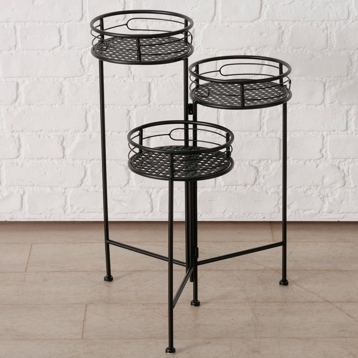 Planten tafel - Bloemen tafel - 3 in 1 - Smeedijzer - 66x50x46cm. - Zwart - Metaal.